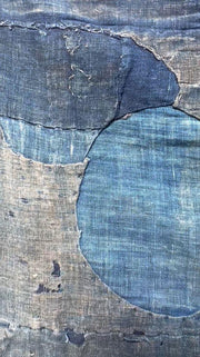 Authentic Japanese Antique BORO Indigo Patchwork Textile Moon Motifs Folk Cloth22