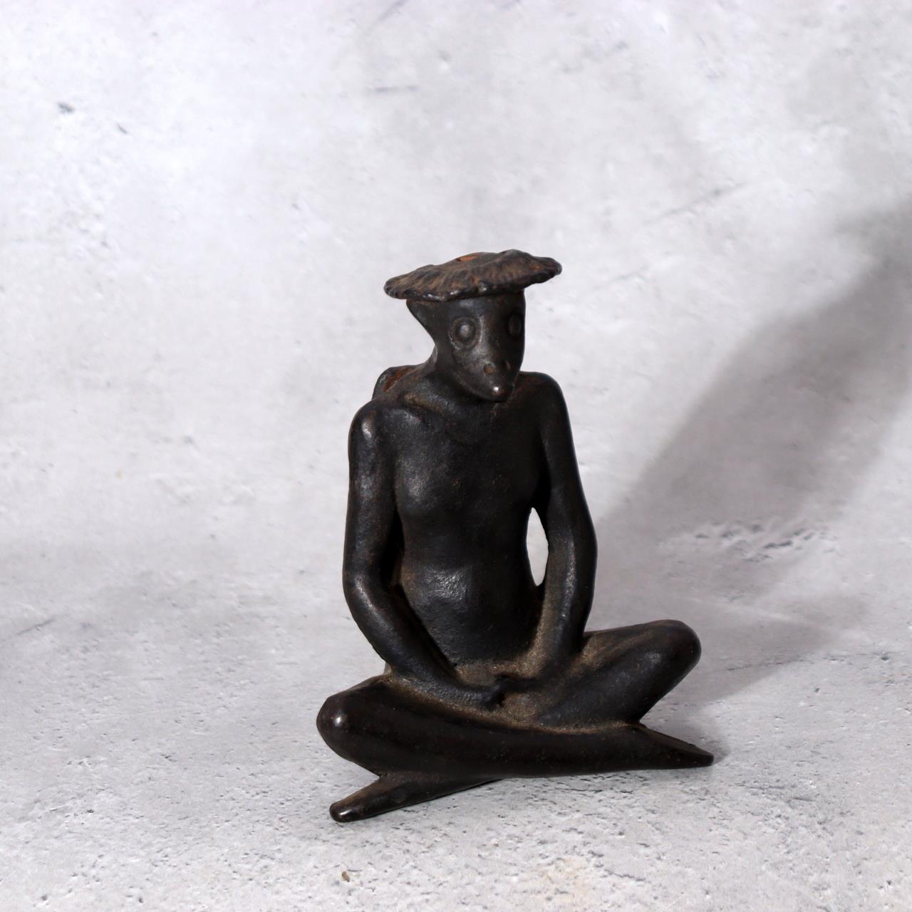Japanese Cast Iron Kappa Figurine - Zen Meditation Zazen Pose 920g BOSa2613