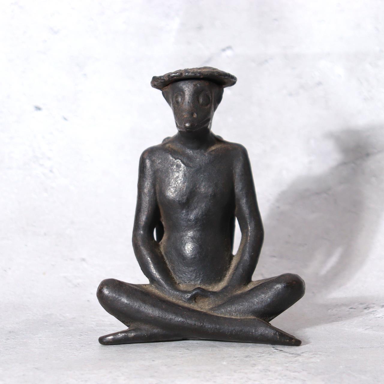 Japanese Cast Iron Kappa Figurine - Zen Meditation Zazen Pose 920g BOSa260