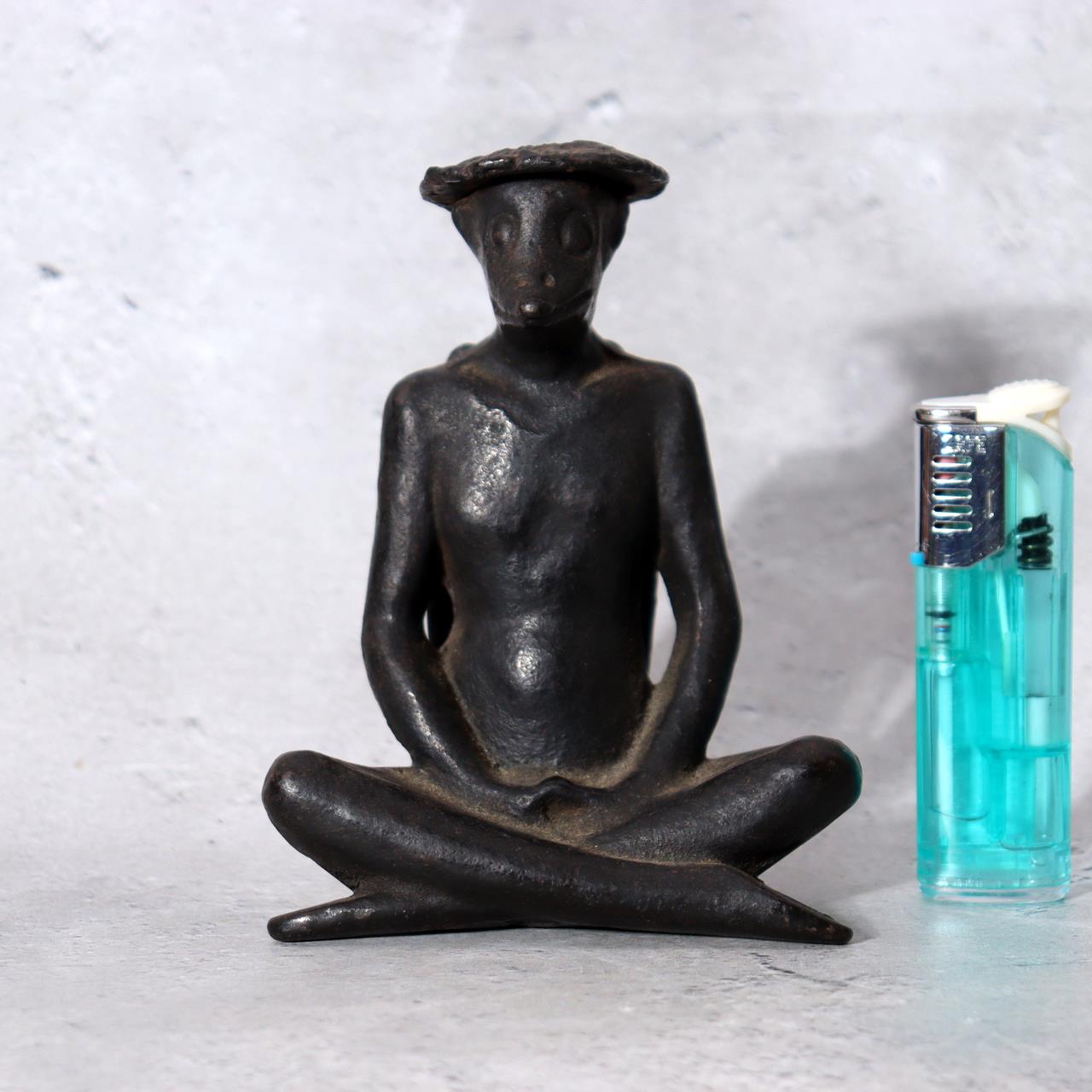 Japanese Cast Iron Kappa Figurine - Zen Meditation Zazen Pose 920g BOSa262