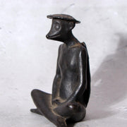 Japanese Cast Iron Kappa Figurine - Zen Meditation Zazen Pose 920g BOSa263
