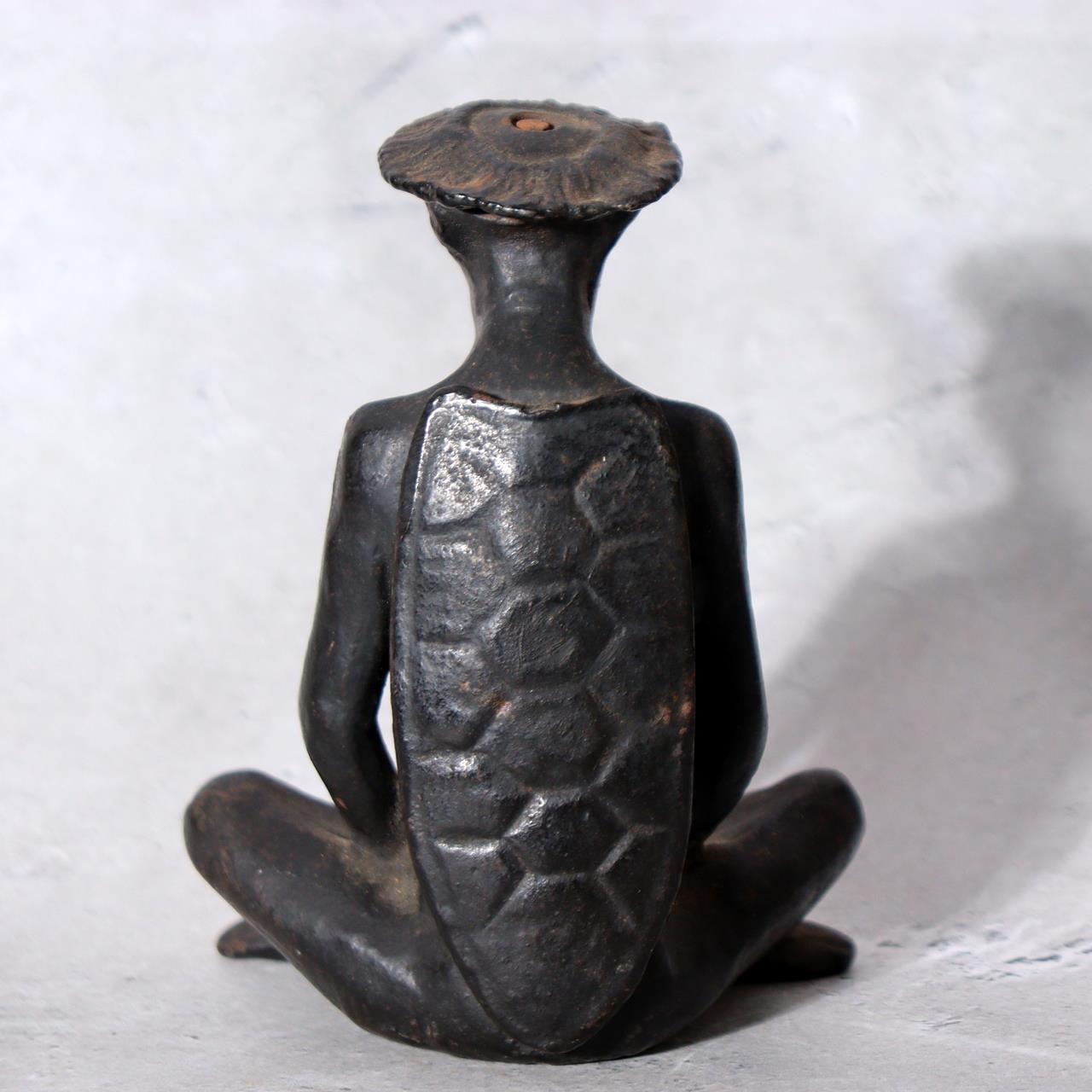 Japanese Cast Iron Kappa Figurine - Zen Meditation Zazen Pose 920g BOSa264