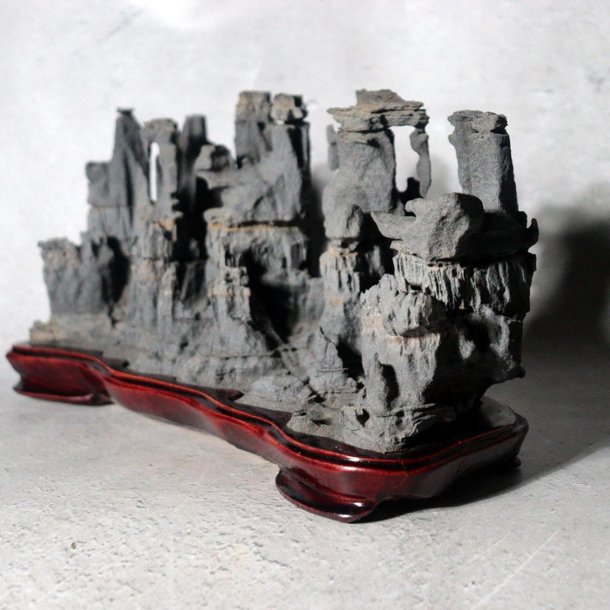Vintage Japanese Keirin Suiseki Viewing Stone Mountain Scholar Rock with Base16