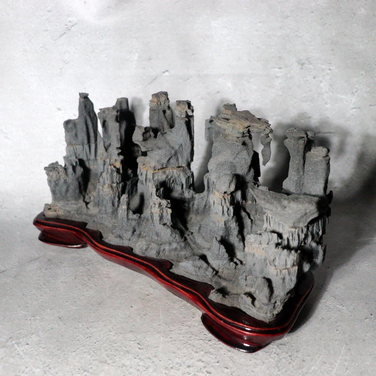Vintage Japanese Keirin Suiseki Viewing Stone Mountain Scholar Rock with Base2