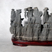 Vintage Japanese Keirin Suiseki Viewing Stone Mountain Scholar Rock with Base14