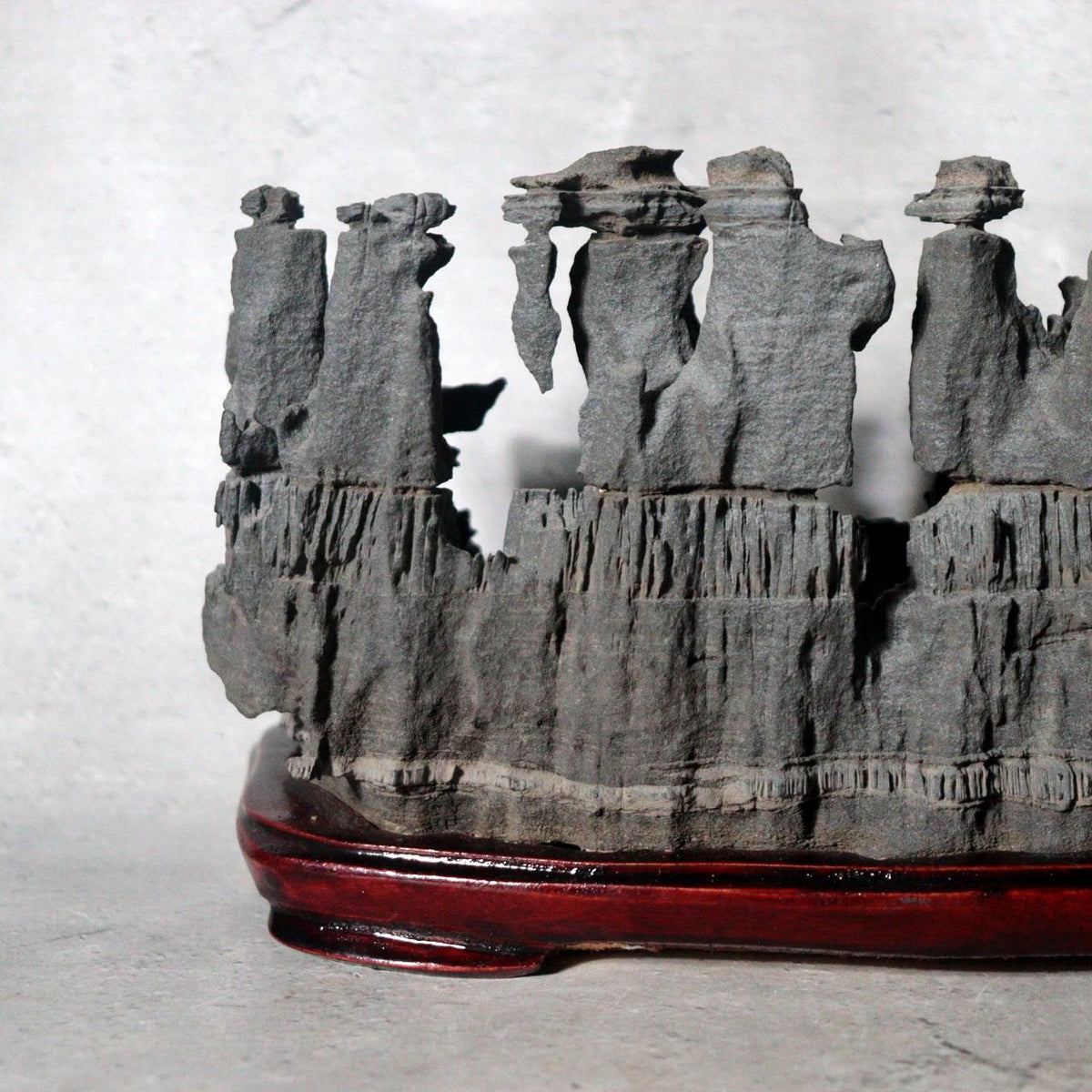 Vintage Japanese Keirin Suiseki Viewing Stone Mountain Scholar Rock with Base14