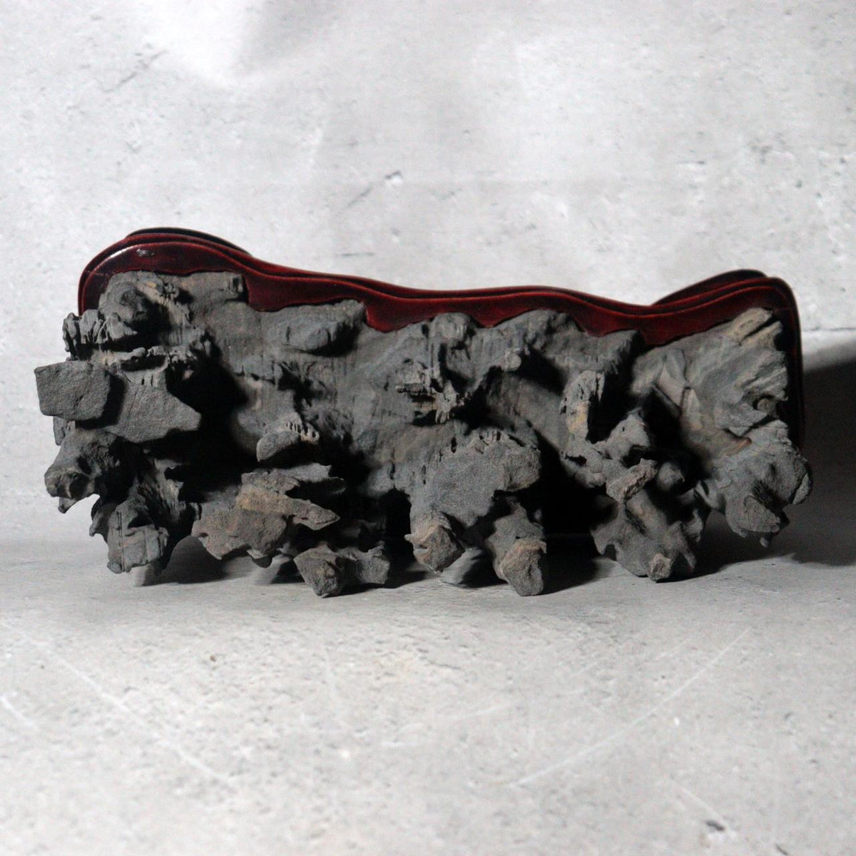 Vintage Japanese Keirin Suiseki Viewing Stone Mountain Scholar Rock with Base4