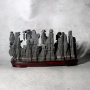 Vintage Japanese Keirin Suiseki Viewing Stone Mountain Scholar Rock with Base1