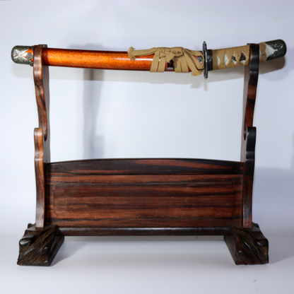 Japanese wooden Luxury ebony Sword Rack Stand Sturdy Stable Two swords SWR337