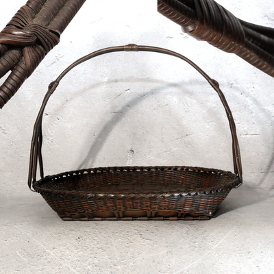 Vintage Japanese Copper Woven Bamboo Style Basket Sweets Container0