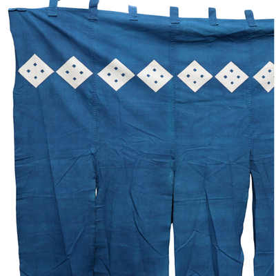 Antique Japanese Indigo Dyed Noren Curtain Large Yotsume Crest BRKW17513