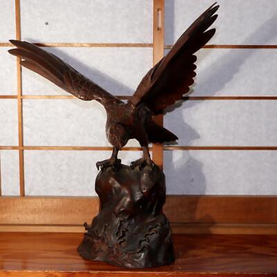 Japanese Iron Hawk figurine Ornament BOS771