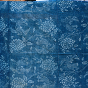 Antique Japanese Boro Indigo Cotton Cloth Katazome Phoenix Motif Futon Cover13