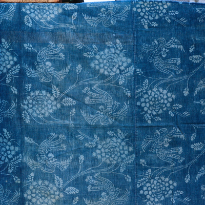 Antique Japanese Boro Indigo Cotton Cloth Katazome Phoenix Motif Futon Cover13