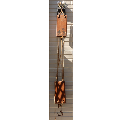 Antique Japanese Wooden Pulley Block Tackle Rope Iron Hook Rustic WO5380