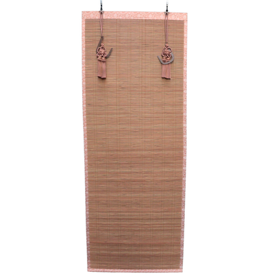 Vintage Japanese Bamboo Sudare Blinds Set of 2 Fabric Border Tassels VG42612
