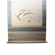 Japanese Silk Hanging Scroll Painting Ayu Sweetfish Seiko Tanoguchi Tomobako17