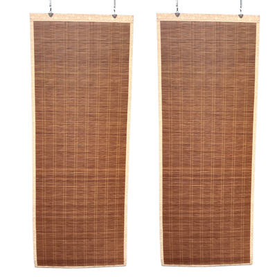 Vintage Japanese Bamboo Sudare Blinds Set of 2 Fabric Border Tassels VG4261