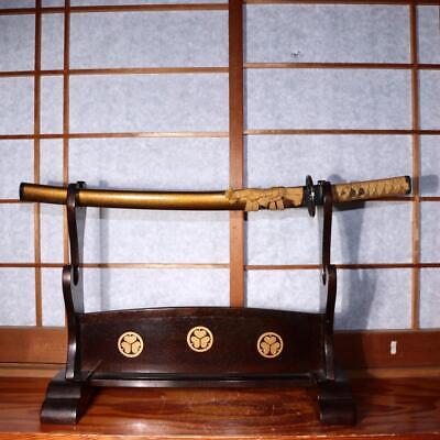 Japanese Sword Stand Tokugawa Family Crest Gold Makie Decoration Katana Kake