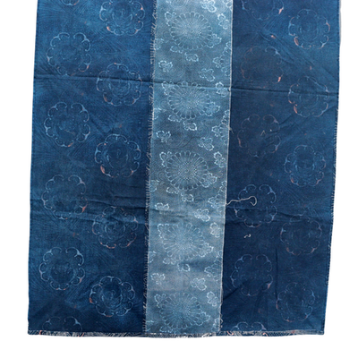Antique Japanese Indigo Katazome Cotton Fabric Crane Turtle Chrysanthemum6