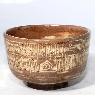 Japanese Kawatsu Antique Mishima Tea Bowl Inlaid Edo Period w / box KRS102