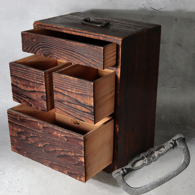 Antique Japanese Merchant Security Drawer Chest Late Edo Nanako Handle WO6270