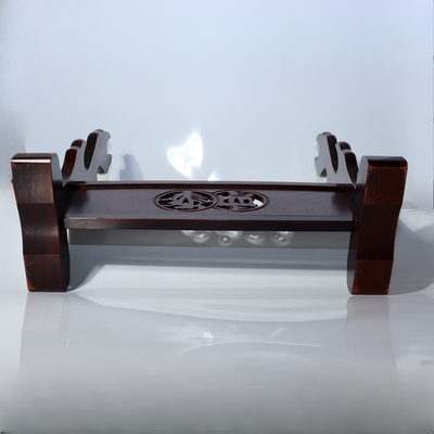 Japanese Wooden Katana Stand - Triple Rack 3-Tier - Tsuba Sukashi Openwork3