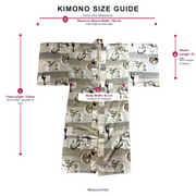 Vintage Japanese Yukata Kimono Animal Pattern Elephants Giraffes1