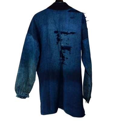 Antique Japanese Boro Noragi Hanten Jacket Sashiko Indigo Patchwork Rugged BRKW11