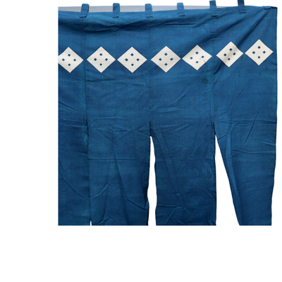 Antique Japanese Indigo Dyed Noren Curtain Large Yotsume Crest BRKW1757