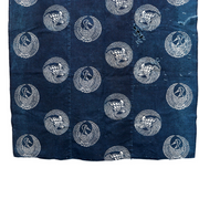 Meiji Period Japanese Indigo Katazome Cotton Fabric Crane Turtle BRKW17811