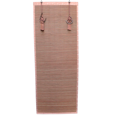 Vintage Japanese Bamboo Sudare Blinds Set of 2 Fabric Border Tassels VG42613