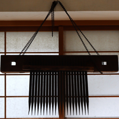 Traditional Japanese Threshing Tool Senbakogi Iron Wood Antique Rice Thresher0