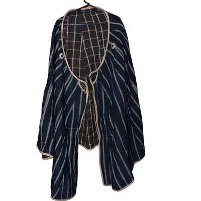 Japanese Antique Boro Kappa Rain Cape Indigo Cotton Kakishibu Paper Lined19