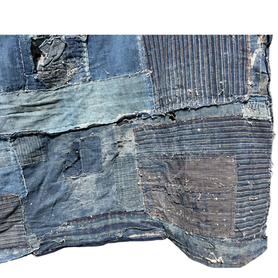 Authentic Antique Japanese Boro Textile - Indigo Patched Sashiko Cotton14