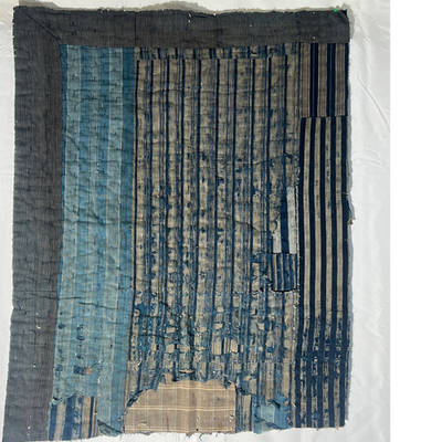 Antique Japanese Boro Kofu Thick Layered Cotton Indigo Textile Rug0
