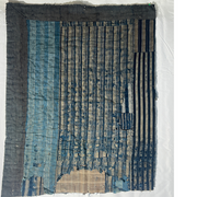 Antique Japanese Boro Kofu Thick Layered Cotton Indigo Textile Rug0