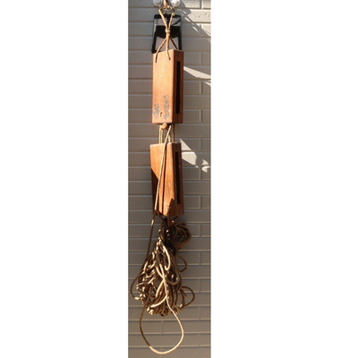 Antique Japanese Wooden Pulley Block Tackle Rope Iron Hook Rustic WO53814