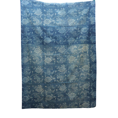 Antique Japanese Boro Indigo Cotton Cloth Katazome Phoenix Motif Futon Cover15