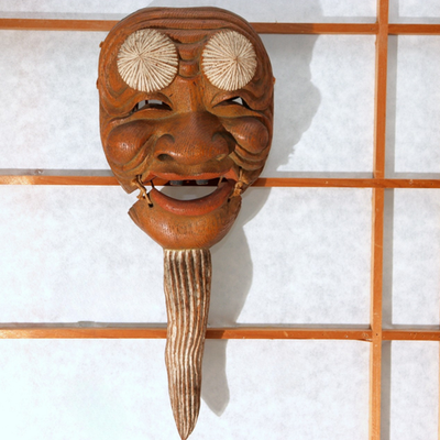 Vintage 1937 Japanese Wood Carved Noh Mask Okina Ise Shinen Shinmen Kagura0
