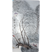 1993 Chinese Unmounted Ink Painting Makuri Snow Scene Willow Horse Riders12