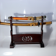 Japanese Wooden Katana Stand - Triple Rack 3-Tier - Tsuba Sukashi Openwork7