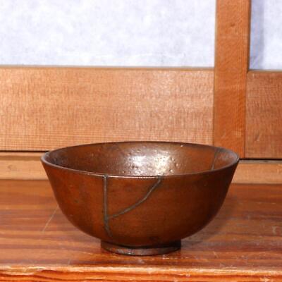 Japanese Antique Karatsu ware Tea Bowl Pottery Takatori persimmon-glazed PCP199