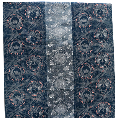 Antique Japanese Indigo Katazome Cotton Fabric Crane Turtle Chrysanthemum16
