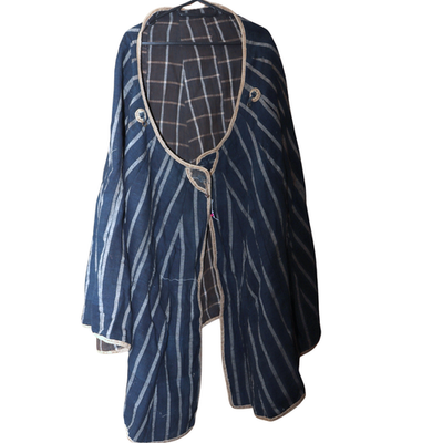 Japanese Antique Boro Kappa Rain Cape Indigo Cotton Kakishibu Paper Lined1