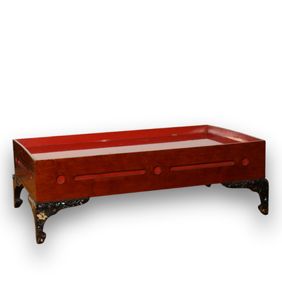 Japanese Lacquer Footed Tray Stand Mother-of-Pearl Removable Inner Tray Raden0