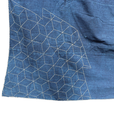 Antique Japanese Indigo Boro Sashiko Textile - Meiji / Taisho Era 155x142cm5