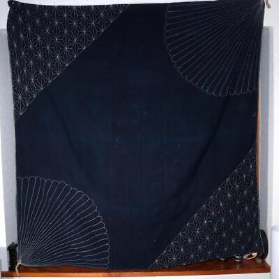 Japanese Antique Sashiko Fabric Aizome Furoshiki embroidery Boro Kire BRKW118