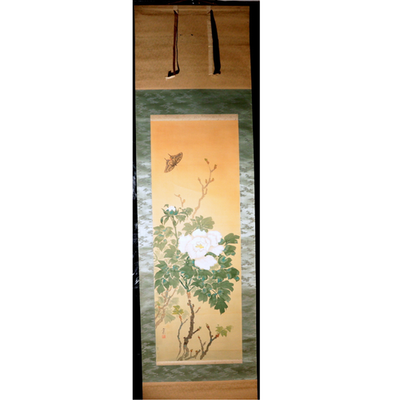 ​Vintage Japanese Hanging Scroll Kakejiku Peony Butterfly ASO4604