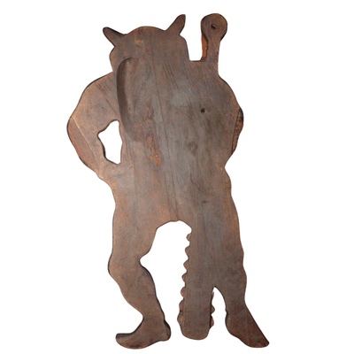 Japanese Antique medicine Signboard wooden Oni demon Collectible Kanban WO401
